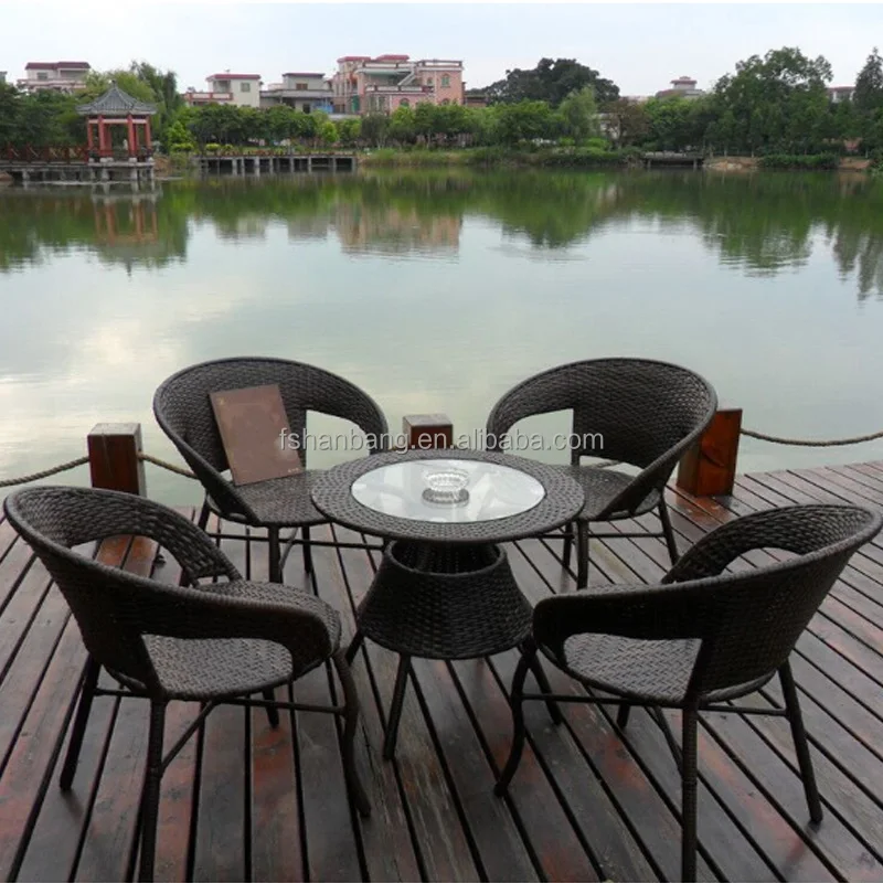 Small Wicker PE Plastic Restin Rattan Outdoor 60cm Table Chairs Set