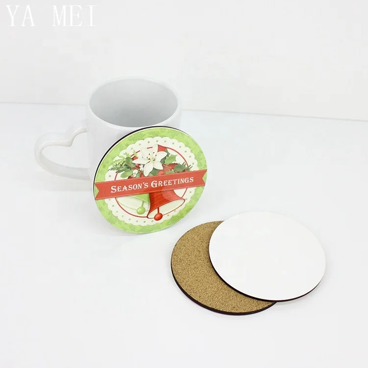 Оптовая продажа изготовленный на заказ круглый набор из пробкового сердца деревянный автомобильные сублимационные пустые подставки