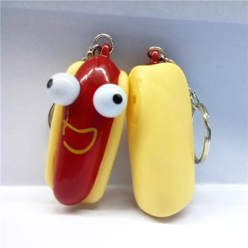 3d eyes popper sausage vinyl keychains custom squeeze hot dog