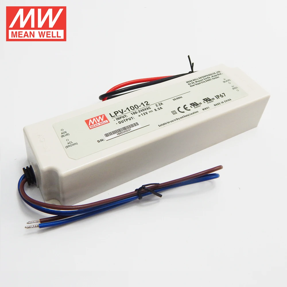 Светодиодный трансформатор. Блок питания meanwell 12в LPV-100-12. Mean well 100w. Блок питания LPV-100-12 mean well 12в 8.5а 102 Вт. Подключение led Power Supply 100-12.