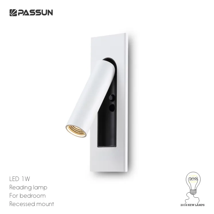 Modern Hotel Bedroom Bed Headboard Reading Light Recessed Mounted 3w Led  Reading Wall Lamp