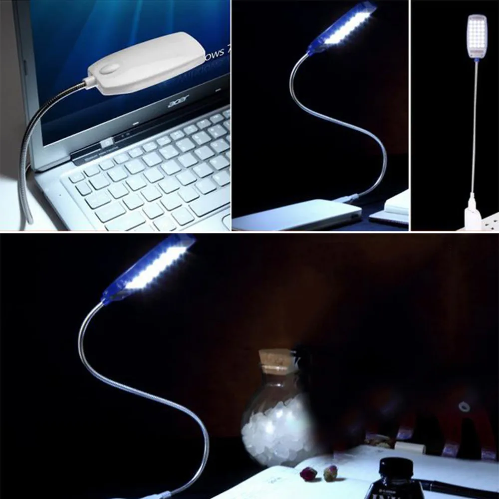 USB LED Book Light 28 LEDs Reading Desk Lamp Ultra Bright Flexible 4 Colors for Laptop Notebook Computer