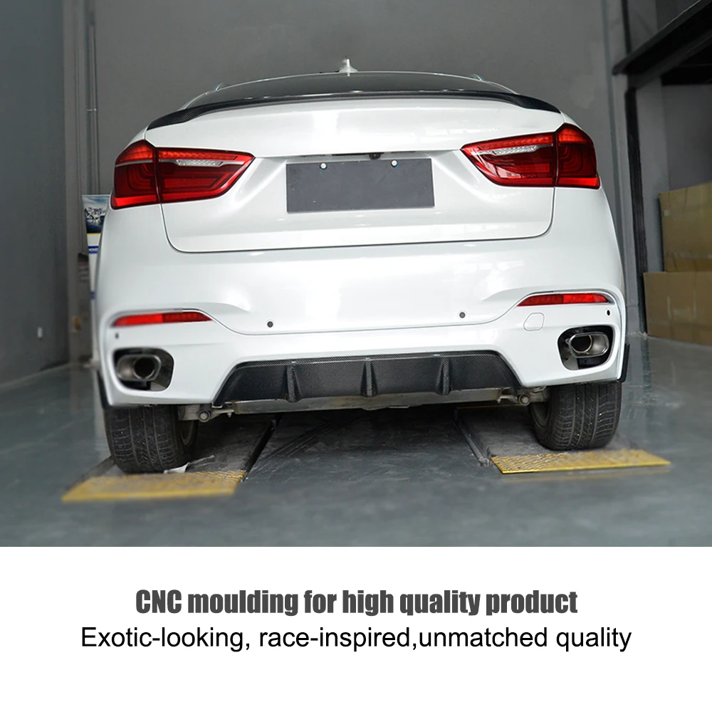 MCARCAR Carbon Fiber Rear Bumper Splitter For BMW X6 F16 M Sport 2015-2018 | Diffuser Lip Spoiler | Easy Install With Tape & Screws