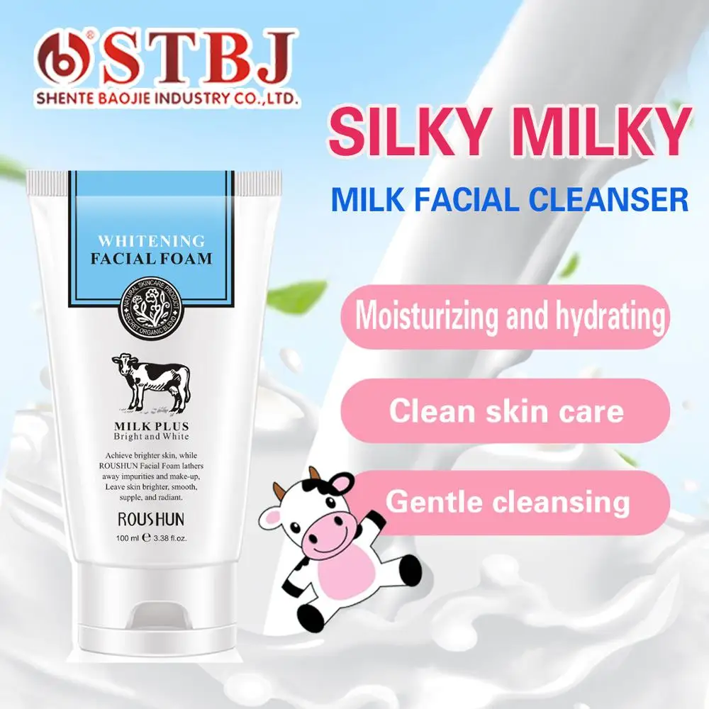 ROUSHUN  Milk  Whitening Facial Foam Wash Cleanser