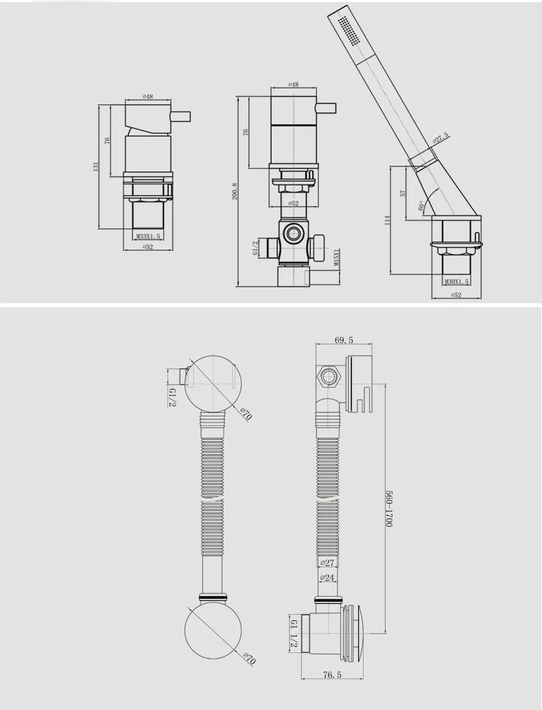 Modern 3 Holes Deck Mounted Bath Mixer factory