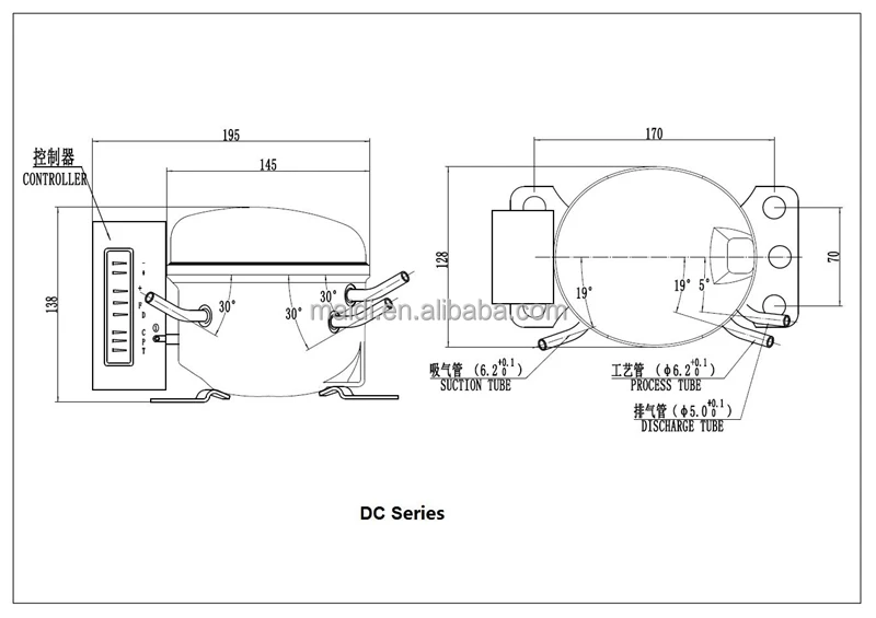 DC 24 Volt 12v Refrigeration Compressor Chest Freezer Fridge R134a Compressor QDZH30G BLDC Motor Type