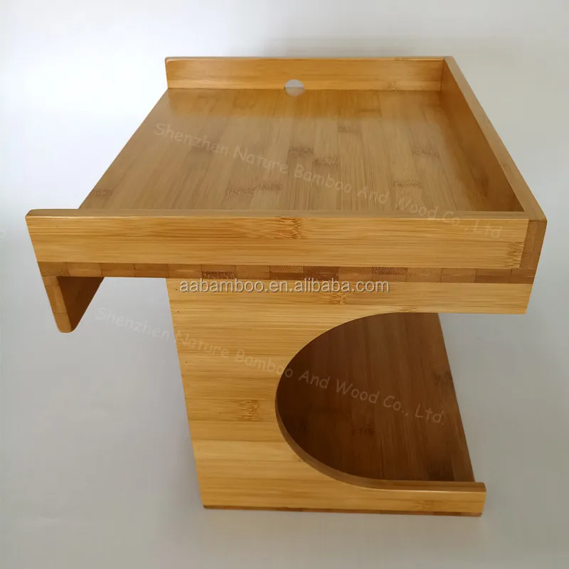 Wood Bamboo Bunk Buddy Bedside Shelf Double Layer Caddy Tray Headboard Shelf As Bedside Table