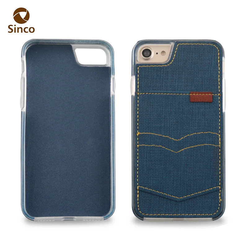 Pu Leather Material Denim Texture Card Holder Phone Case Mobile Back