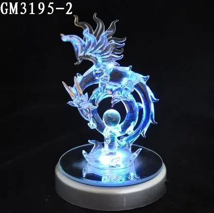 New design handmade led glass decoration dragon statues for sale cute dragon figurines