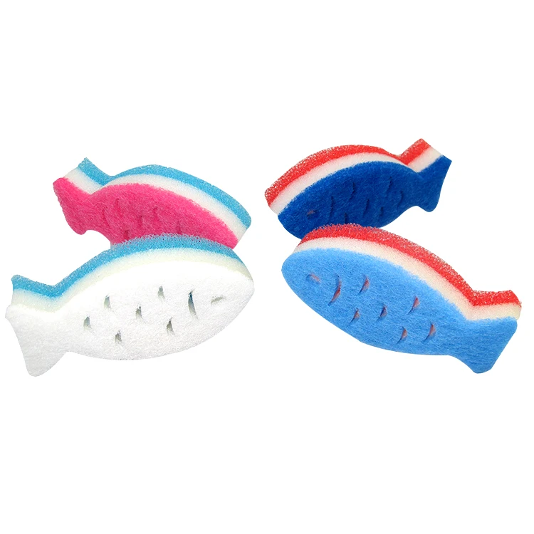 Eco-friendly Kitchen Clean Sponge Scourer Fish Shape Customize 61*39*59 OPP Bag Sponge,sponge Sustainable,stocked