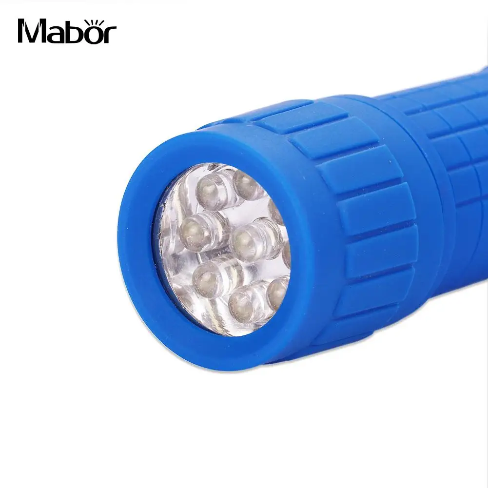 Amazing 9 LED Bright Black Flashlight Mini Small Torch Travel Camping Hiking Rubber
