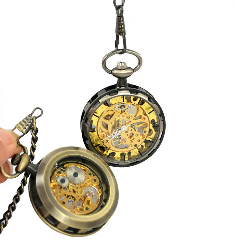 Антикварные Механические карманные часы-скелетоны с открытым лицом, карманные часы с ручным заводом
