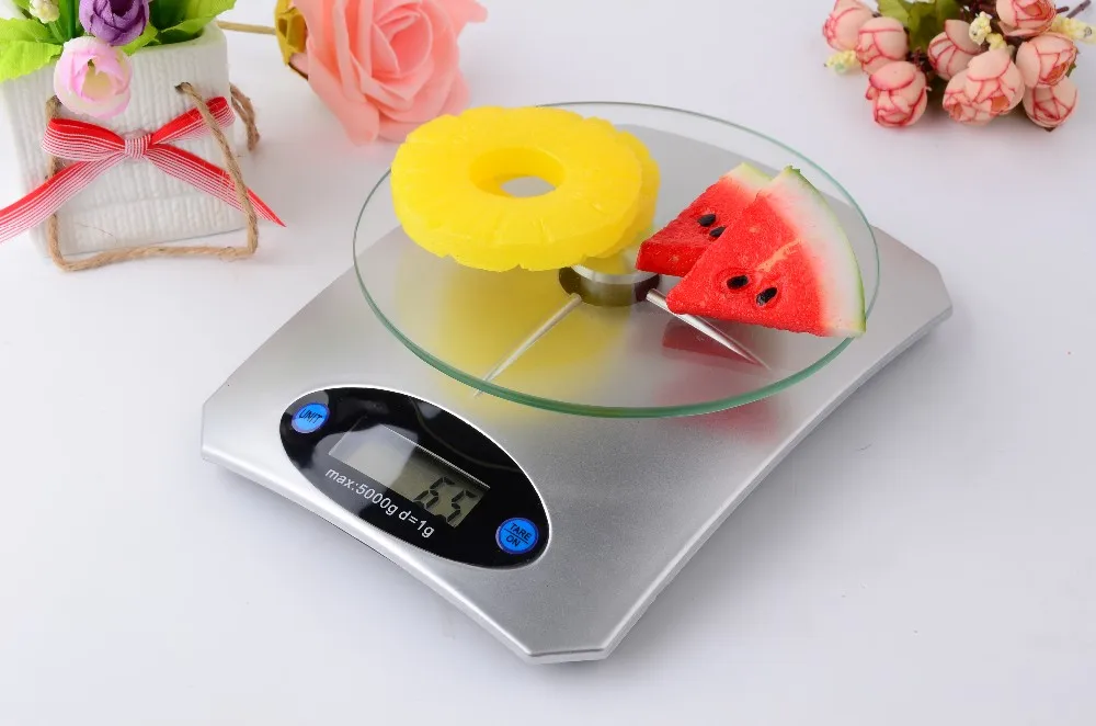 Báscula Digital de acero inoxidable para alimentos, balanza electrónica de  5kg para Cocina