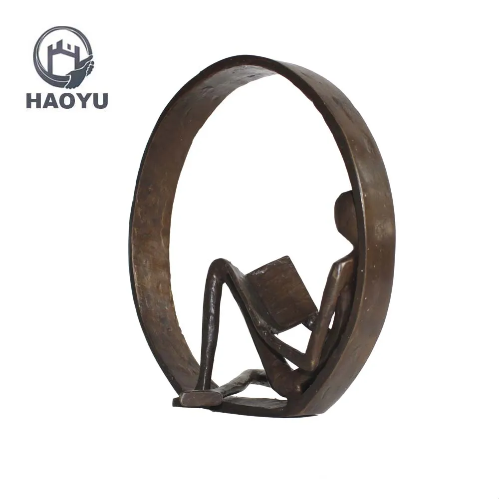 Новый дизайн, знаменитые абстрактные металлические искусства и ремесла, Чугунные скульптуры для чтения, домашний декор