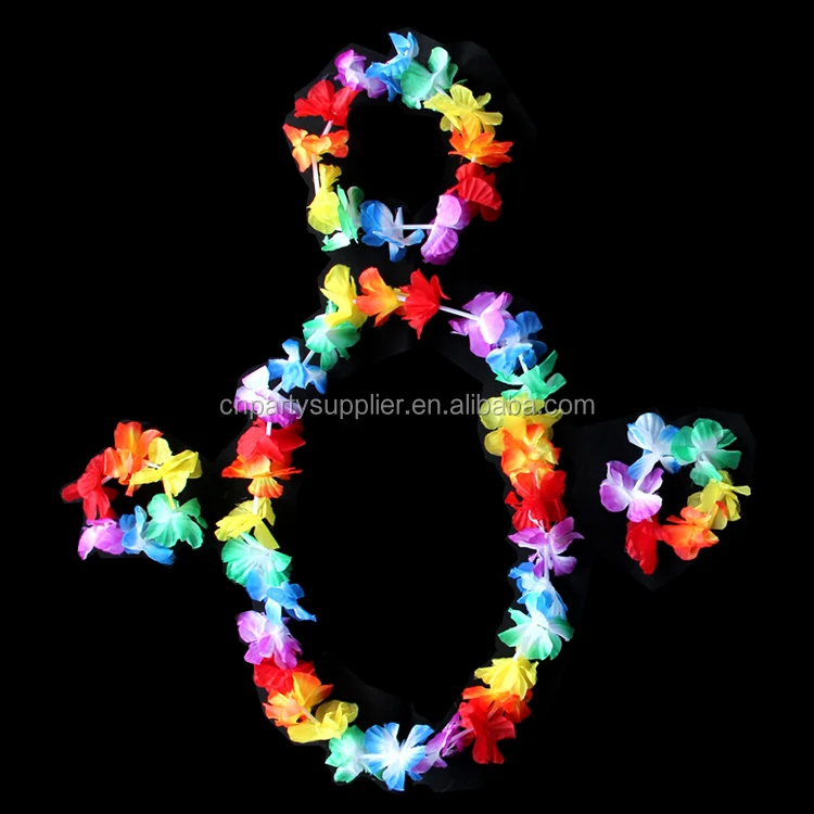 
Персонализированные разноцветные радужные шелковые леи с гавайским цветком для свадебной вечеринки 