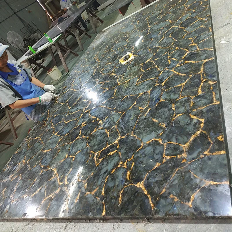 Customized Gemstone Island Labradorite Blue Gemstone Counter Top