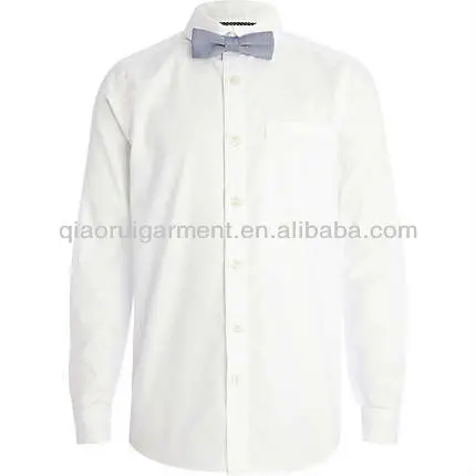 Long Sleeve White Plain Color Shirt 