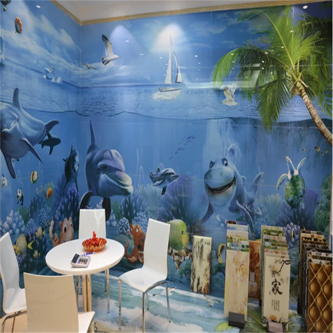 Bedroom Floor Tile Dolphin Patterns 3d Printing Ceramic Tiles
