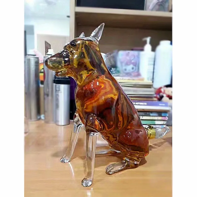 Carafe à Alcool En Forme De Chien - Décoration Vintage Pour Whisky, Brandy, Vin - Objet De Collection Original