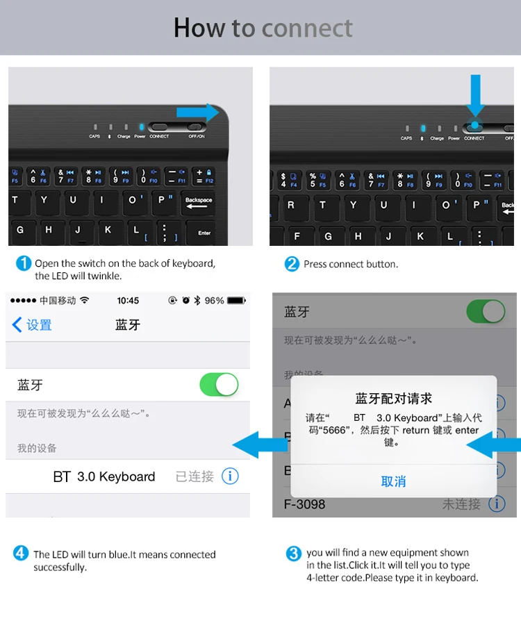 
 Мини беспроводной 3,0 Беспроводная клавиатура для 7/8 дюйм (ов) СТАБИЛИЗАТОР 10 дюймовый планшет  