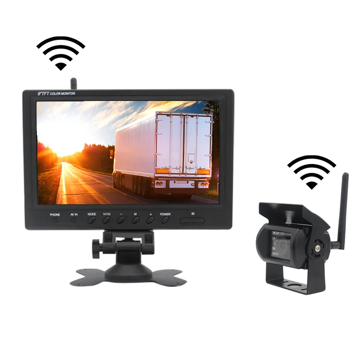 Wireless Reversing Camera 9inch HD TFT LCD Car Monitor for Truck Bus Caravan RV