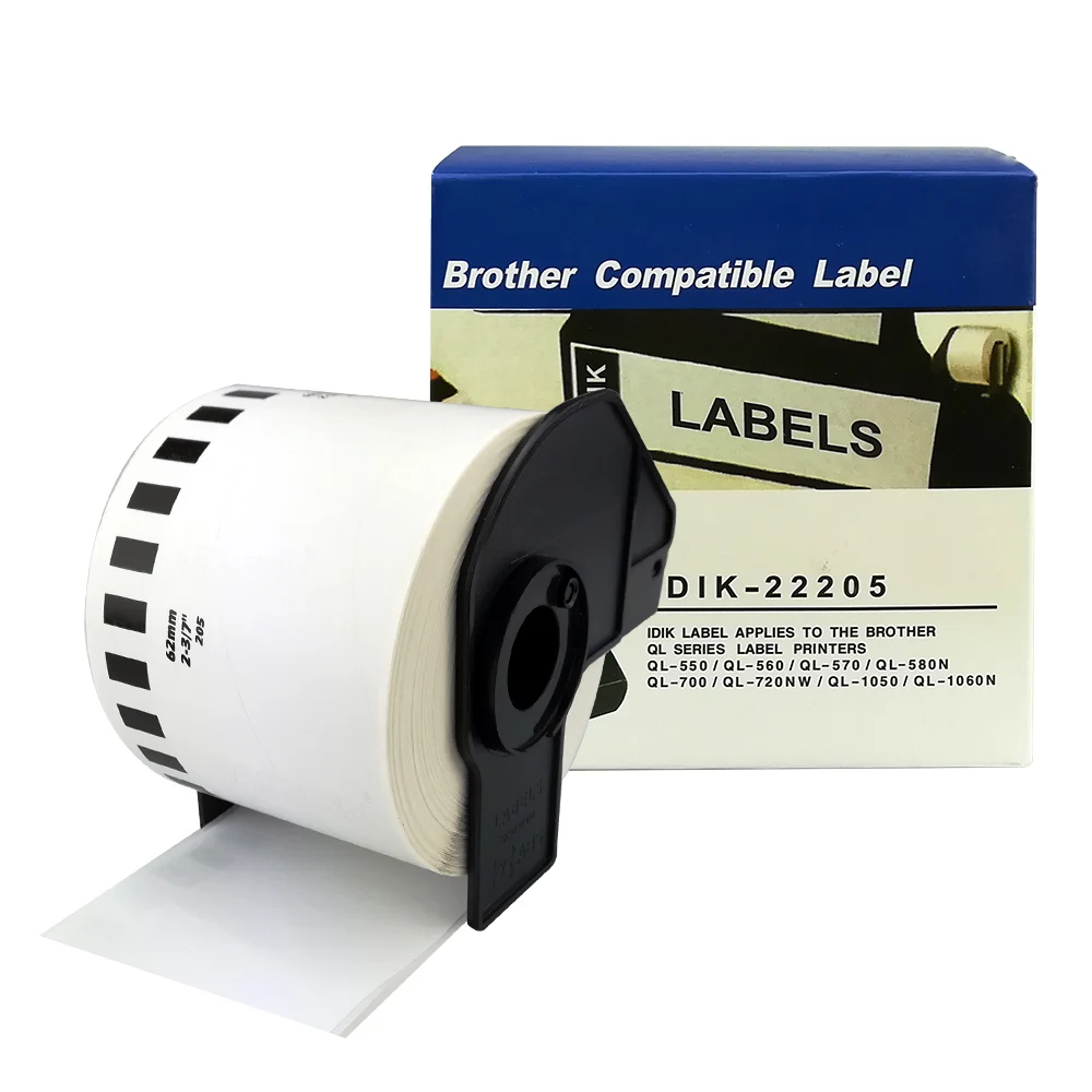 5x Brother Compatible DK22205 Printer Labels 62mm Continuous Roll for QL-720NW