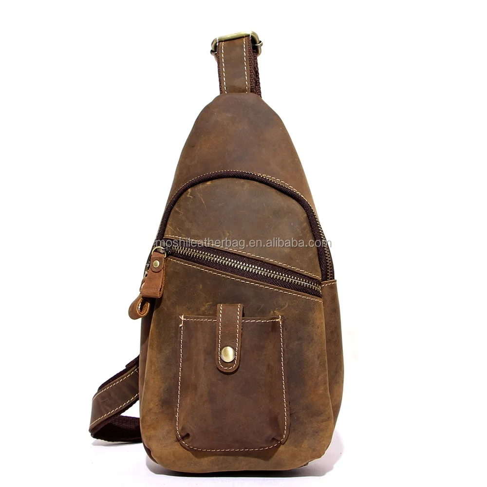 one strap backpack leather