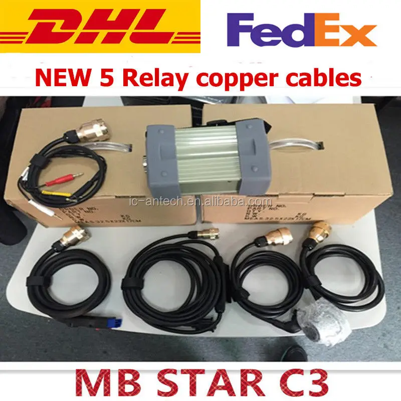 Best MB STAR C3 Pro multiplexer Top quality Full Set with 5 Cables Free DHL