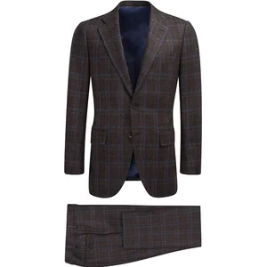 2019 Latest Design High Quality Plaid Checked Men's Suit Breathable Flat Front Plus Size Options Two-Piece Set Zipper Fly Pant