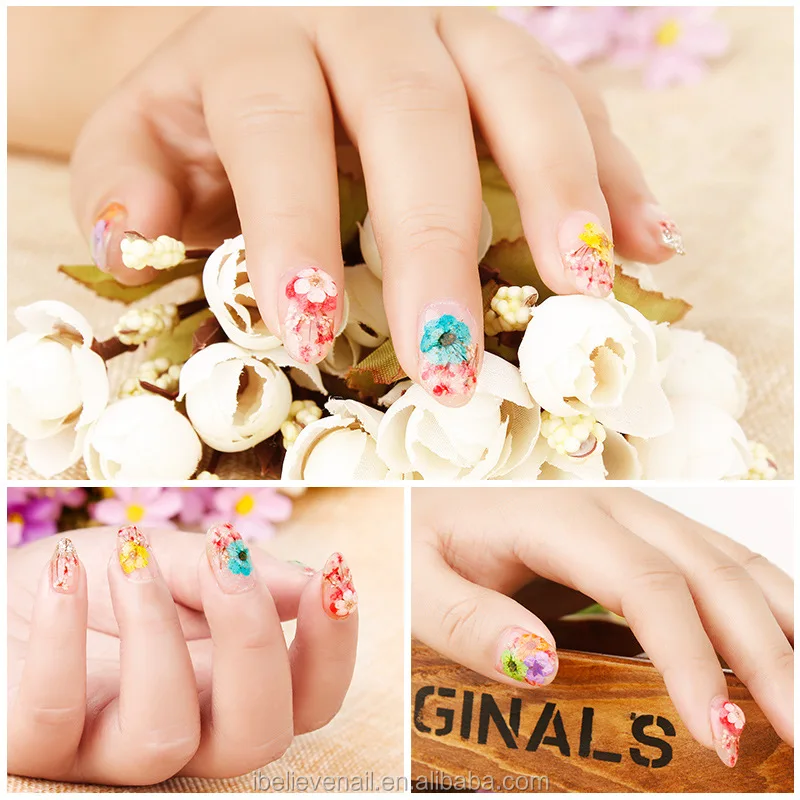 12 видов цветов украшения сухой цветок наклейки для ногтей 3D