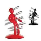 5pcs stainless steel kitchen knife set with man shaped knife block