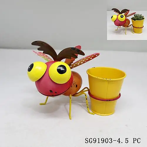 Metal Balcony Plant Flower Pot Red