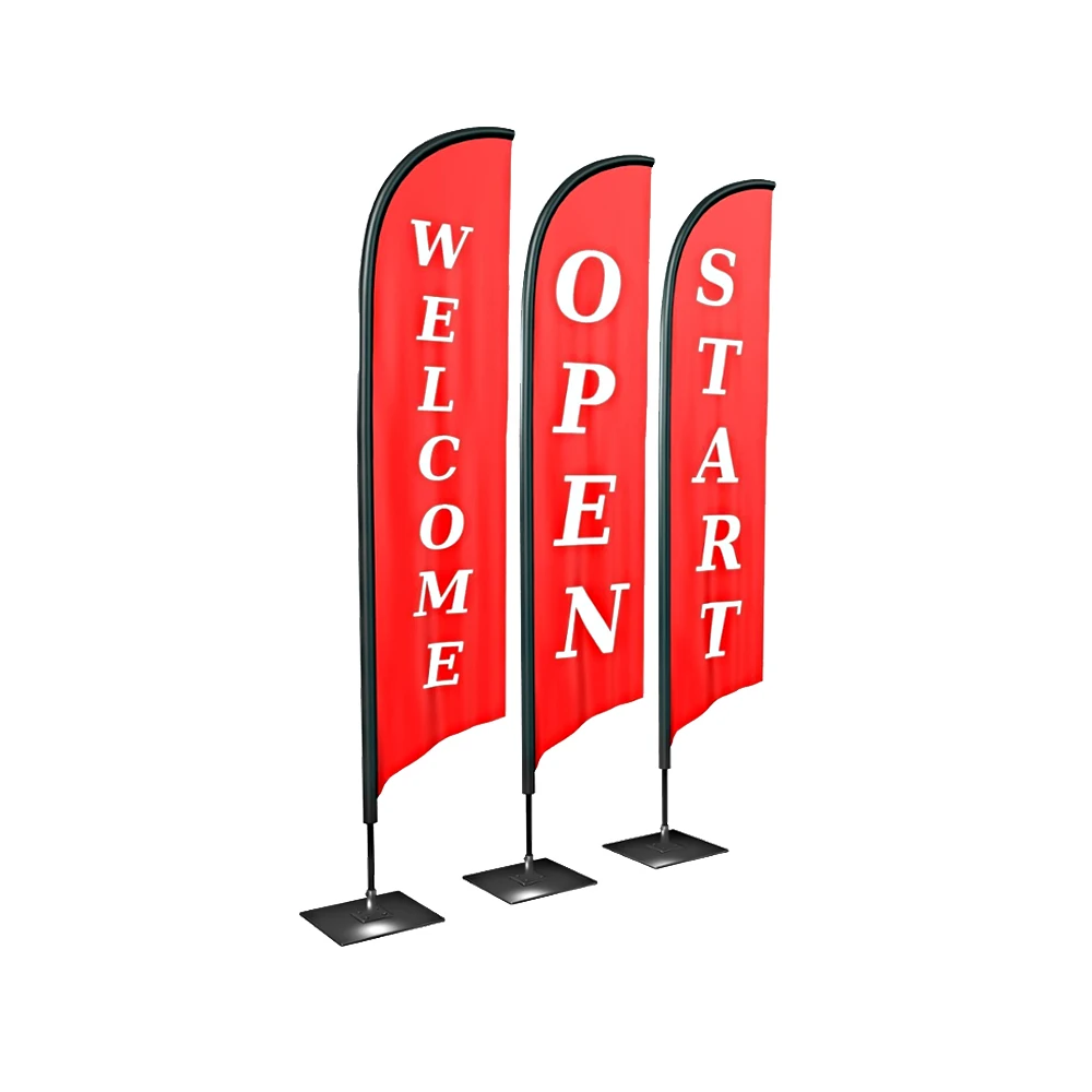 Outdoor Flying Wind Resistant Printing Advertising Blade Cheap Teardrop or Feather Banner Beach Flag Hardware for Car