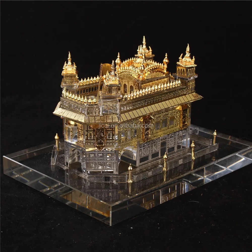 The Sikh Essential 24K Gold Plated Idol of Golden Temple for Decor Medium  [5.50×3.5×3.5 inches], Glass -