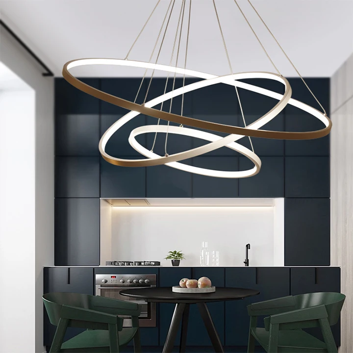 
 Светодиодный современный подвесной светильник с одним кольцом, люстра с металлическим кольцом, подвесной кольцевой светильник  