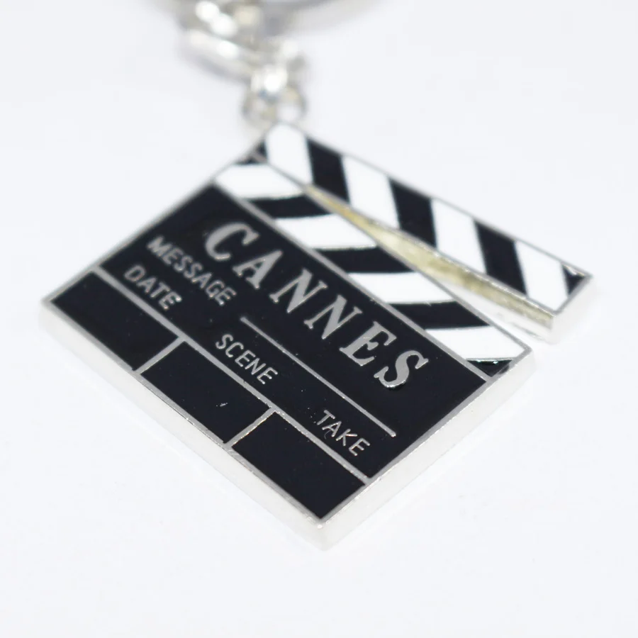 Metal Movie Director Keychain with Clapper Board Slate UV Printed Film Clap Stick Accessory