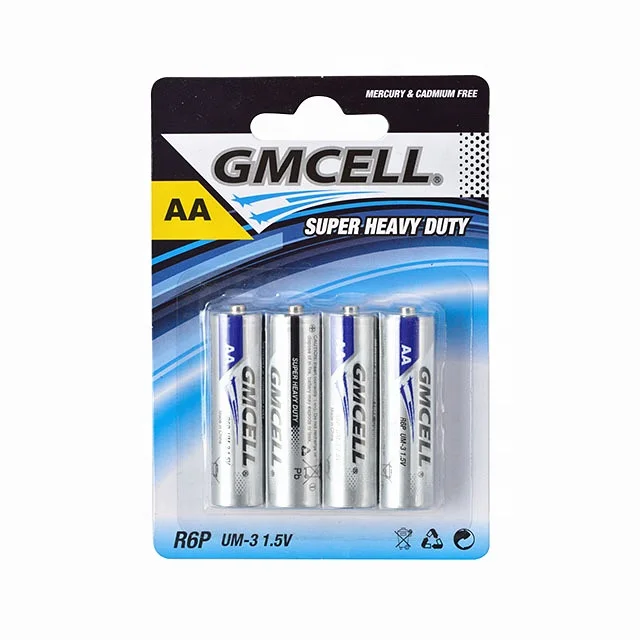 Factory Direct GMCELL R6P AA UM3 1.5V Zinc Carbon Dry Cell Battery for Flashlight