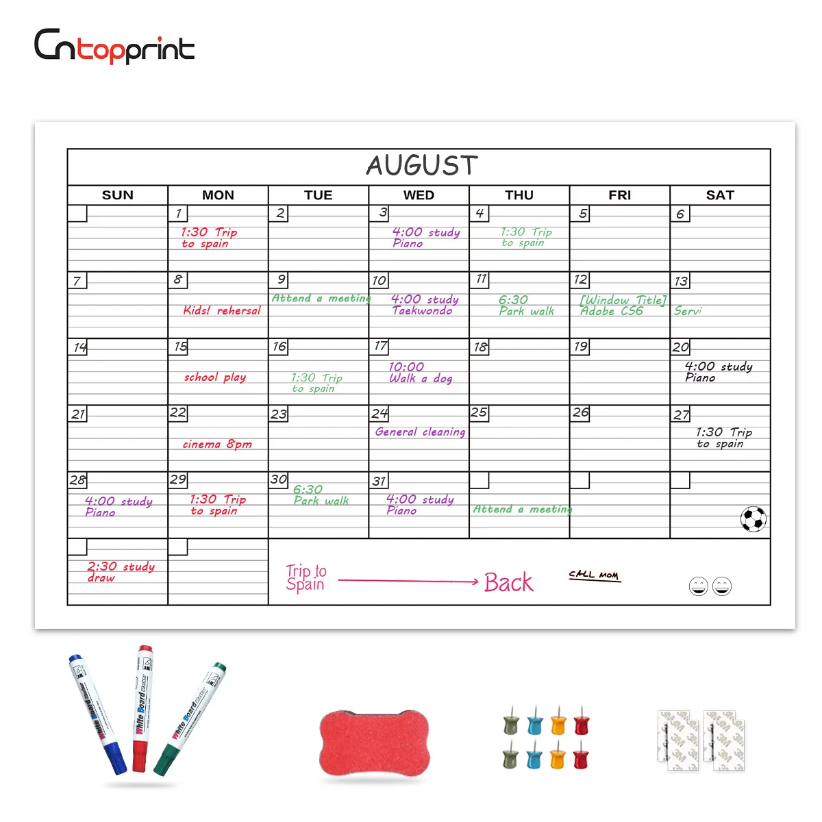 Гигантский Большой чистый многоразовый одномесячный сухий стираемый ламинированный ежемесячный настенный календарь