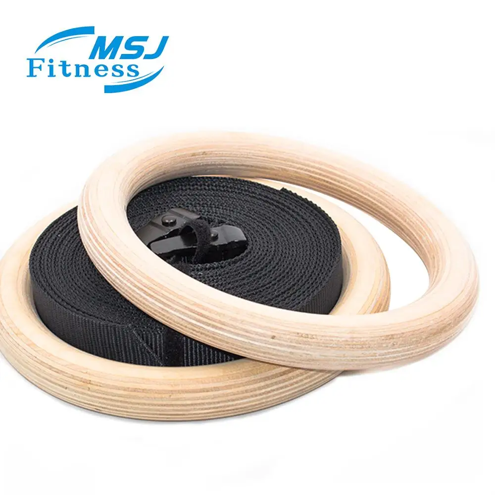 Деревянные гимнастические кольца с пронумерованными или простыми сверхпрочными регулируемыми ремешками