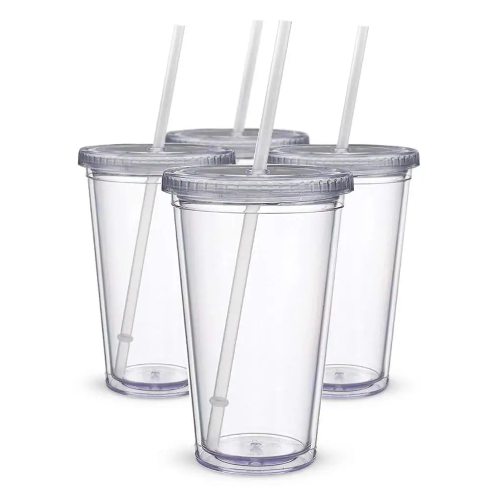 DIY 16 oz Blank Maars Brand Clear Acrylic Tumbler with Screw on Lid and  Straw