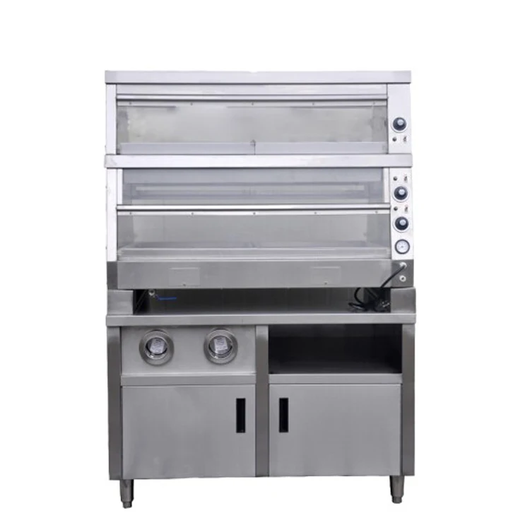 Fast Food Restaurant 3-In-1 Through Pass With Cabinet Hamburger and Chips Display Warmer