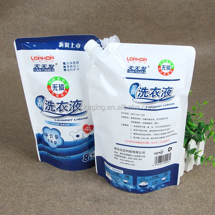 Custom Laminated Plastic Detergent Powder Packaging Bags Liquid 1kg Laundry Detergent Pouch