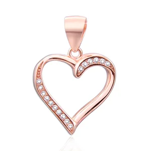 POLIVA Rose Gold Plated Silver 925 AAA Cubic Zirconia Fashionable Heart Shaped CZ Pendant with Fashion Designs for Gift