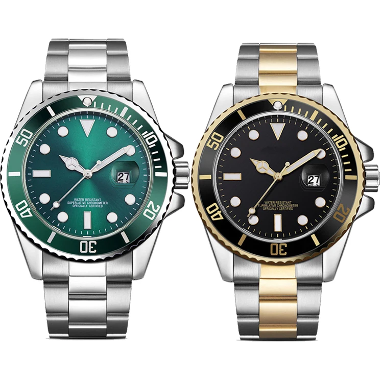 Two-tone Plating Color Stainless Steel 316L Cheap Price Gold and Silver Sport Quartz Men's Watches for Men