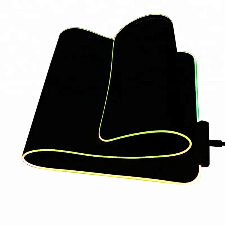 Sublimation printing Rgb Led glowing Game mouse pad Soft LED lighting colorful large keyboard gaming mat