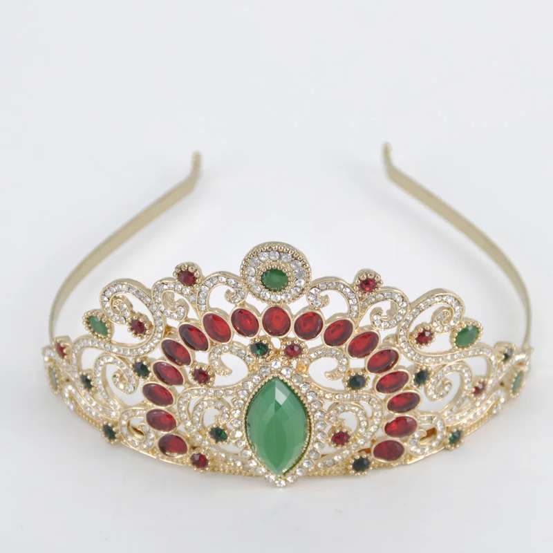 Винтажные золотые свадебные аксессуары для волос тиары с красочными камнями девочек короны украшения