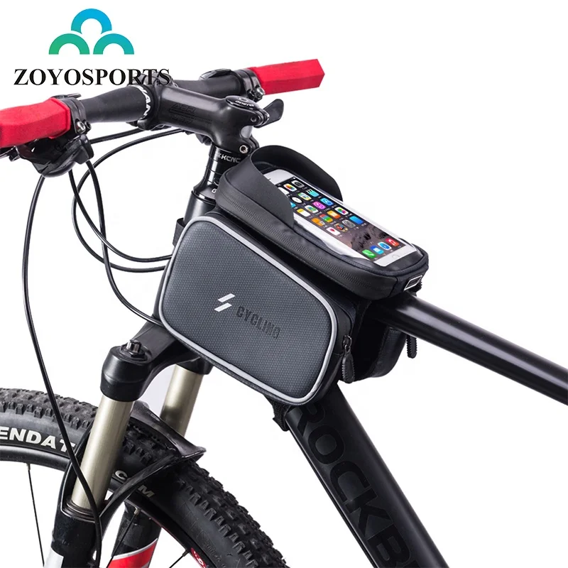 Cycling Bike Frame Bag Double Saddle Front Tube Bag For Smartphones