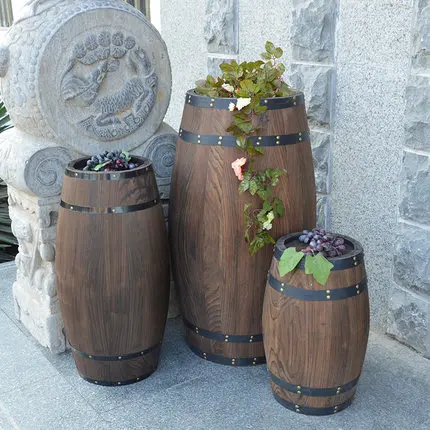 Multiple Sizes Pine Wood Barrel Iron and Oak Material Wine Barrel for Decoration and Packing