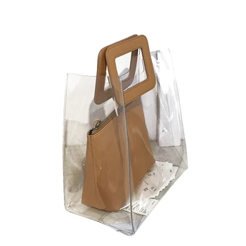 trending products 2019 high quality fashion transparent clear pvc handbags with professional women