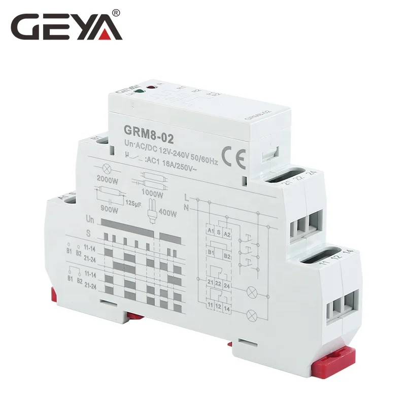 GEYA GRM8 Din Rail Modular Electronic Step Relay 12V Single Pulse Latching Relay